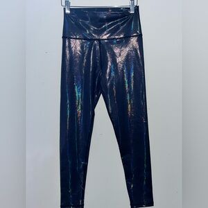 Offline by Aerie Sz M Dark Iridescent Shine Hugger High Waist Leggings Blue